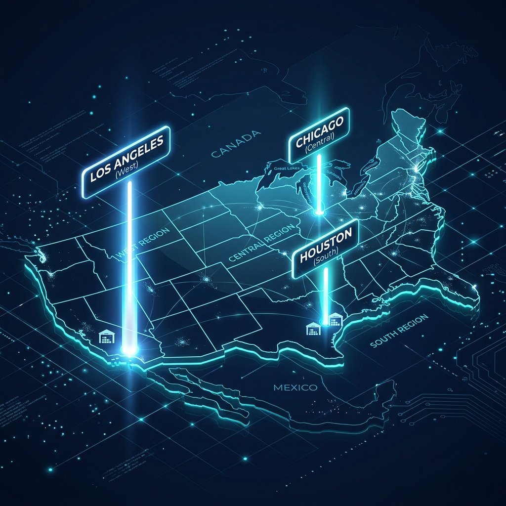 USA Multi-Hub Logistics Map